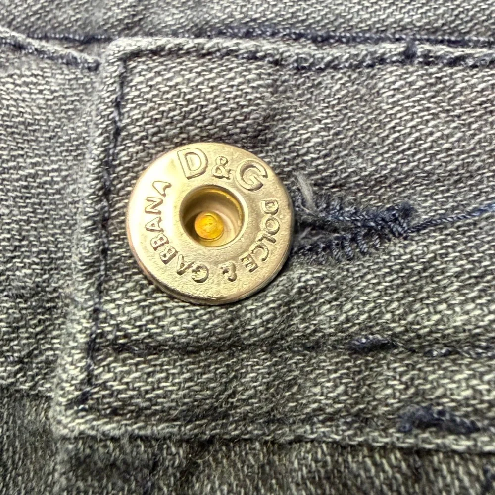 D&G Dolce & Gabbana Jeans Mens 34/32 Grey Straight Leg Metal Logo Plaque R50000